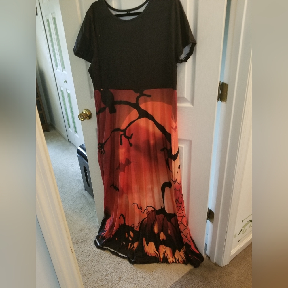 Black and Orange Casual Maxi Sundress